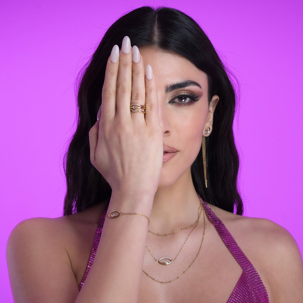 Breil by Giulia Salemi Capsule collana multifilo Lucky Me acciaio finitura IP Gold cubic zirconia TJ3177