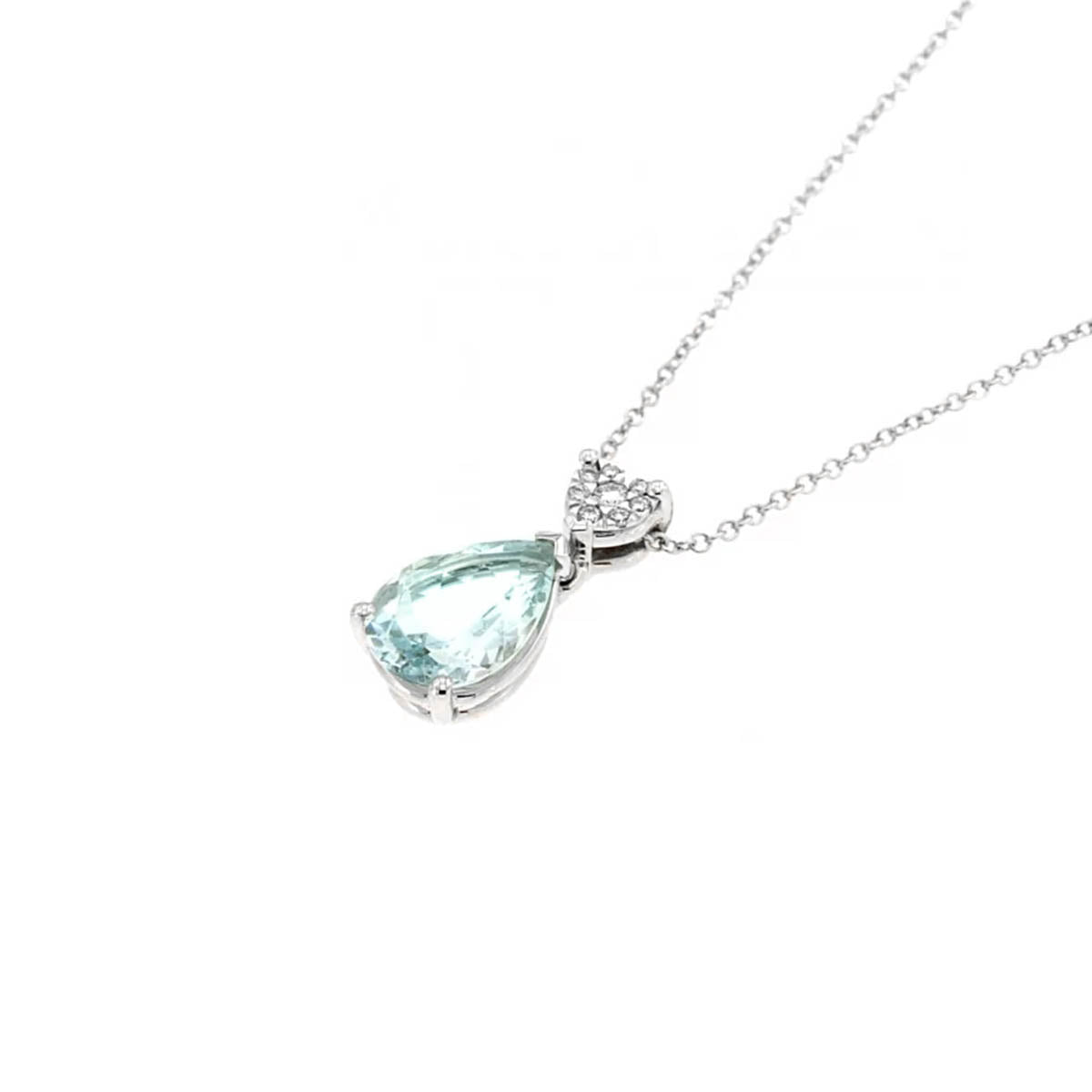 Collana Fiordaliso diamanti e acquamarina taglio goccia | Recarlo