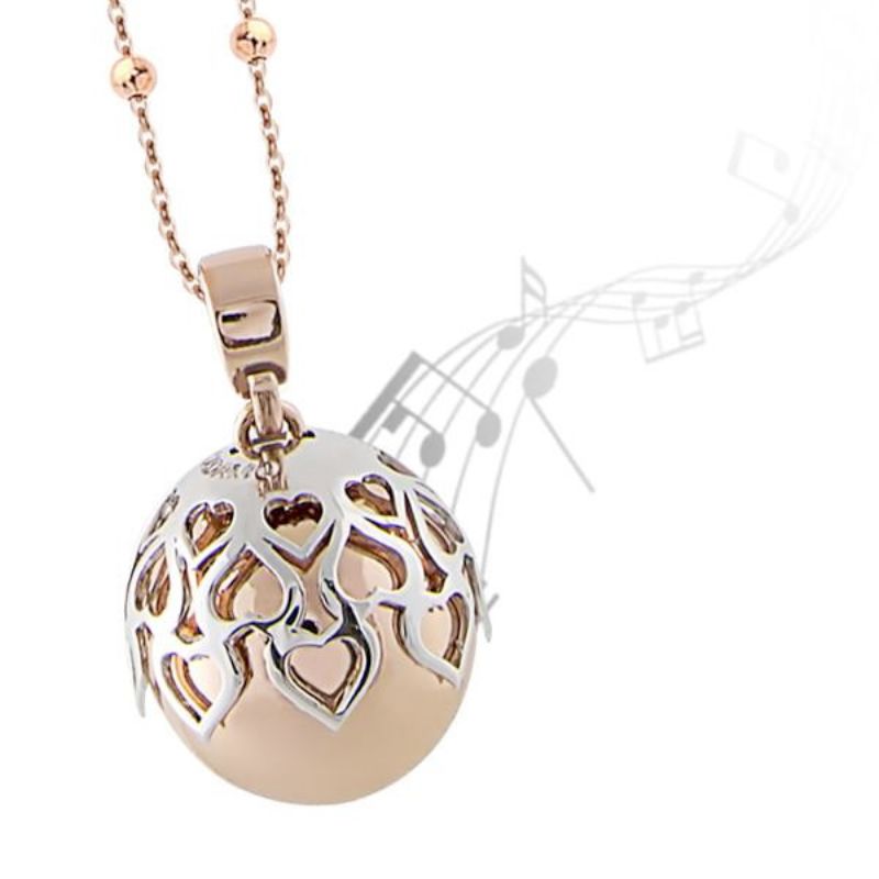 Collana bicolor con ciondolo sonoro e cuori traforati (BOCCADAMO) - TRGR04