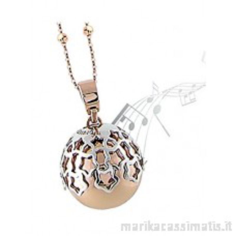 Collana rosata con ciondolo sonoro e traforo di stelle (BOCCADAMO) - TRGR06