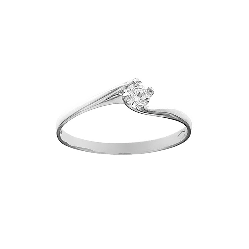 Anello solitario donna oro bianco 4 griffe
