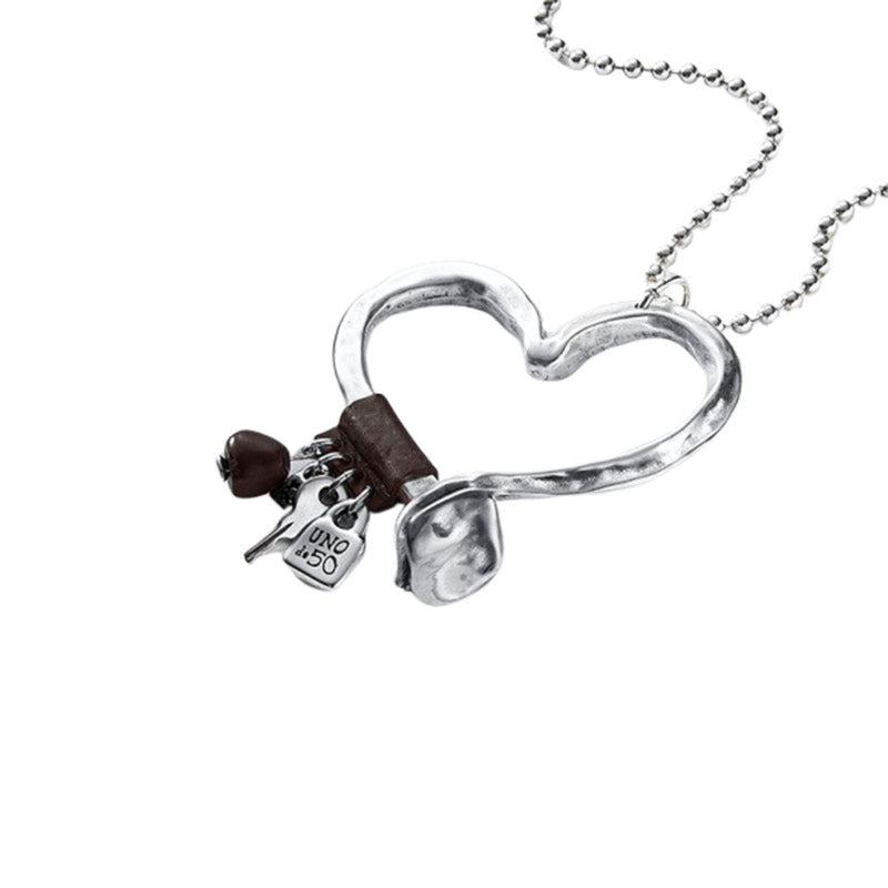 Collana a cuore Flechazo UNOde50 della collezione Classicos Plata - Cuero - COL0474MTMR
