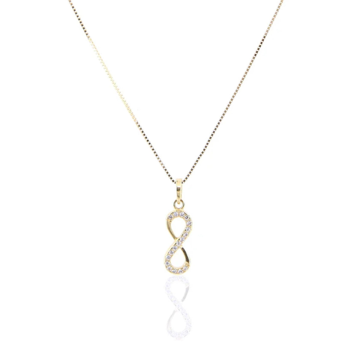 Collana infinito e orecchini punto luce con scatola cuore