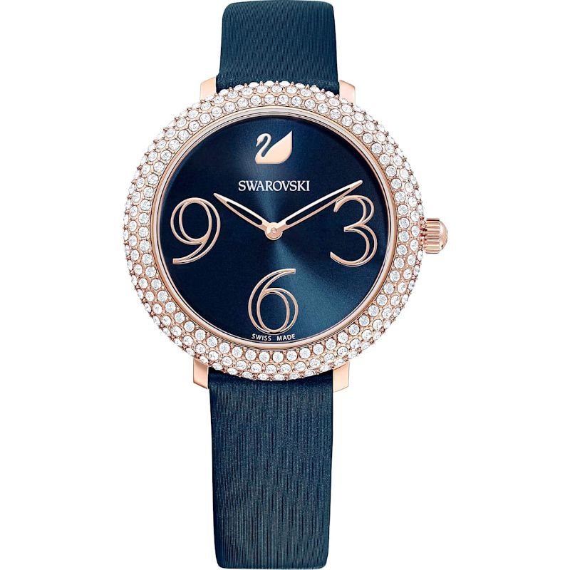 OROLOGIO CRYSTAL FROST, CINTURINO IN PELLE, AZZURRO, PVD ORO ROSA (Swarovski) - 5484061