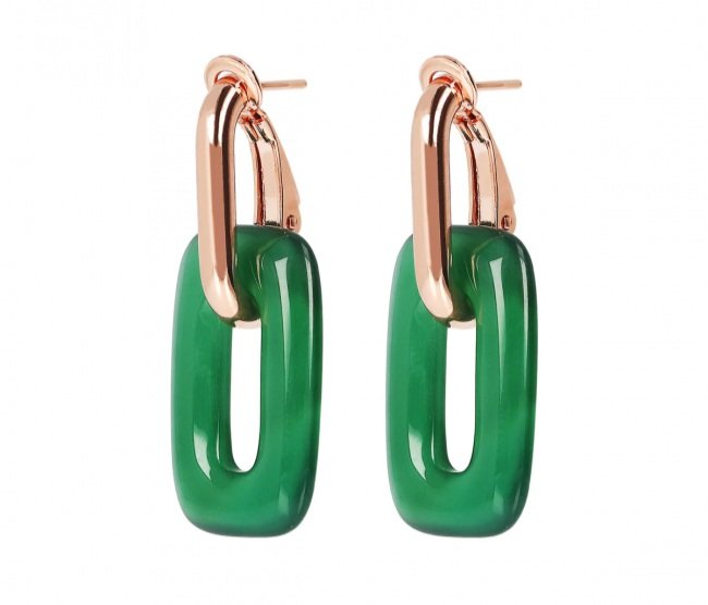 Orecchini Bronzallure pendenti agata verde