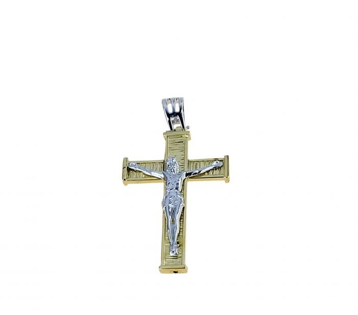 Croce uomo oro giallo e oro bianco 18kt