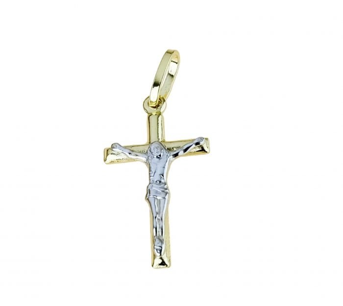 Croce Uomo oro giallo e oro bianco 18 Kt