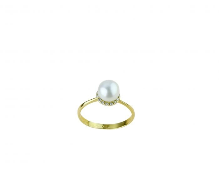 Anello donna oro giallo 18kt con perla