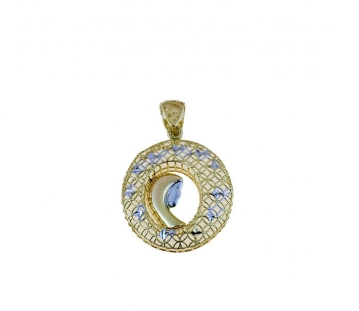 Ciondolo Madonna oro giallo e oro bianco 18 Kt