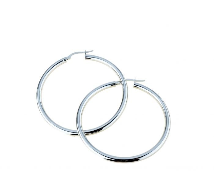 Orecchini cerchi donna oro bianco 18 Kt