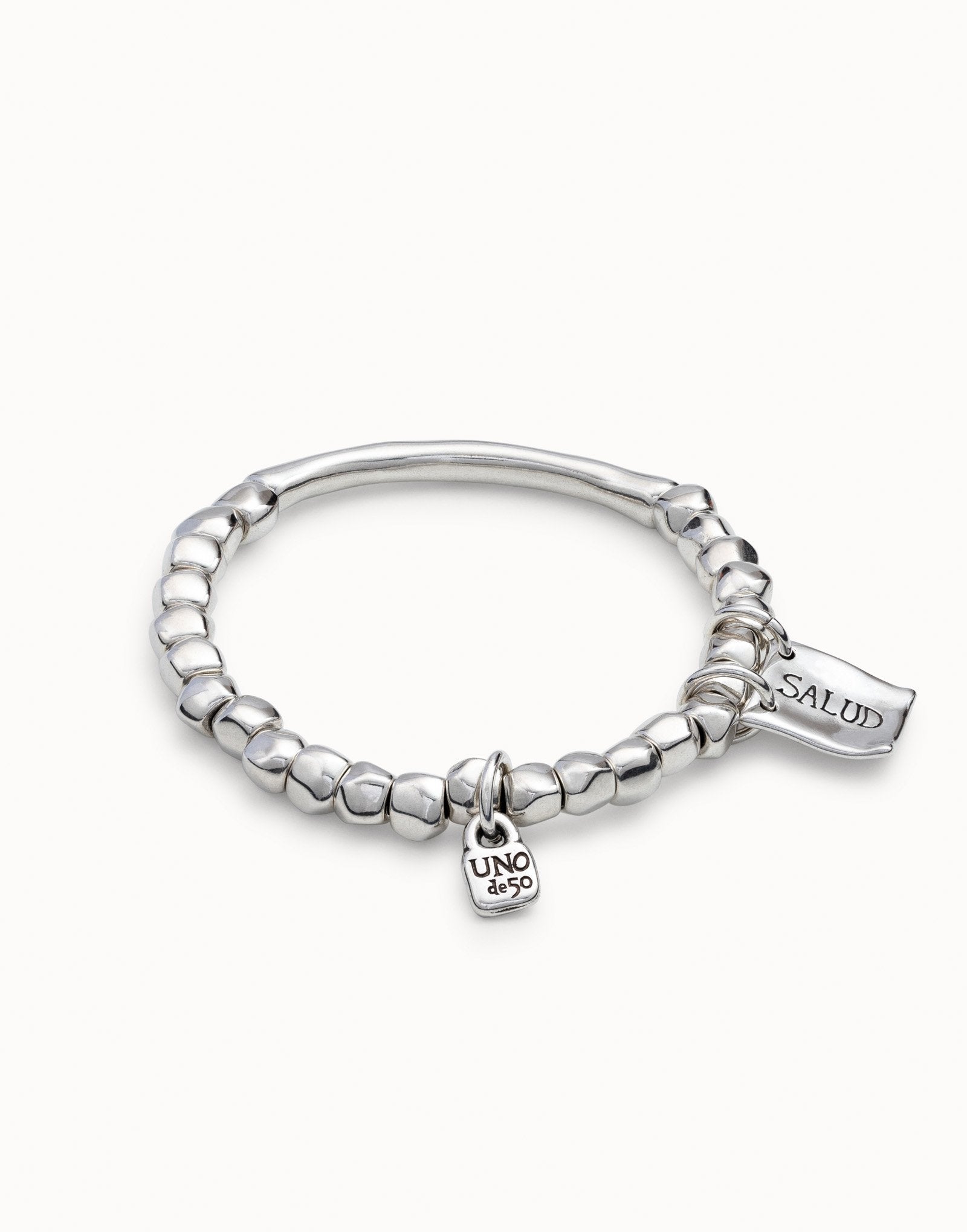 Bracciale Rodio Unode50 - Medaglietta 'Salud'