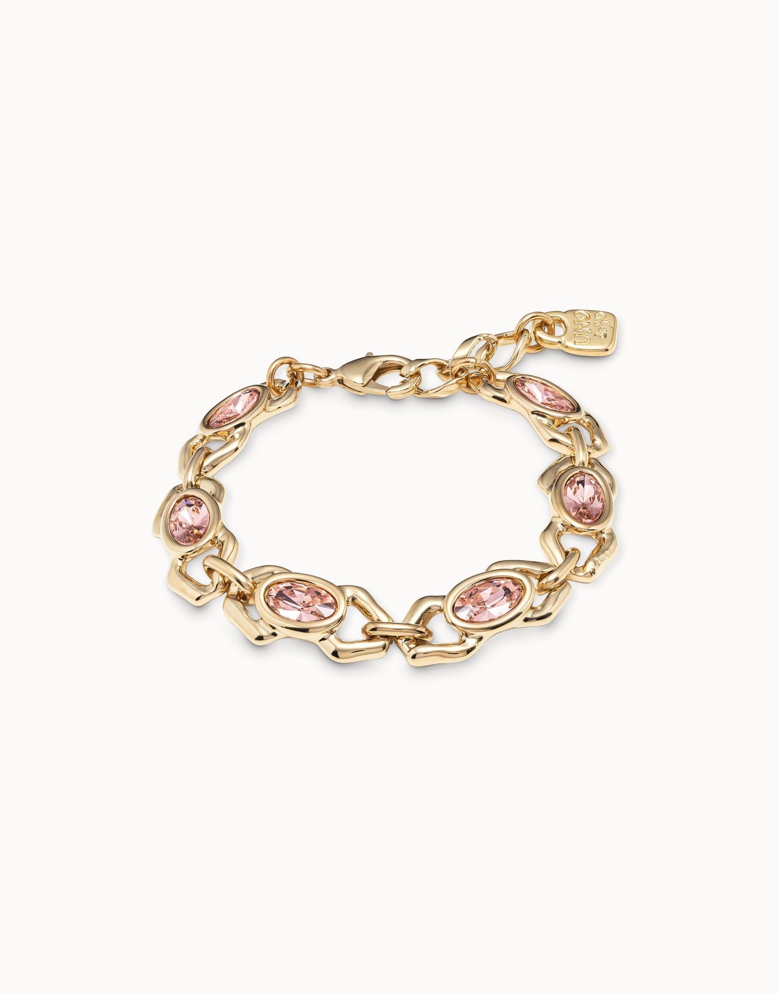 Bracciale Donna dorato con pietre rosa Unode50