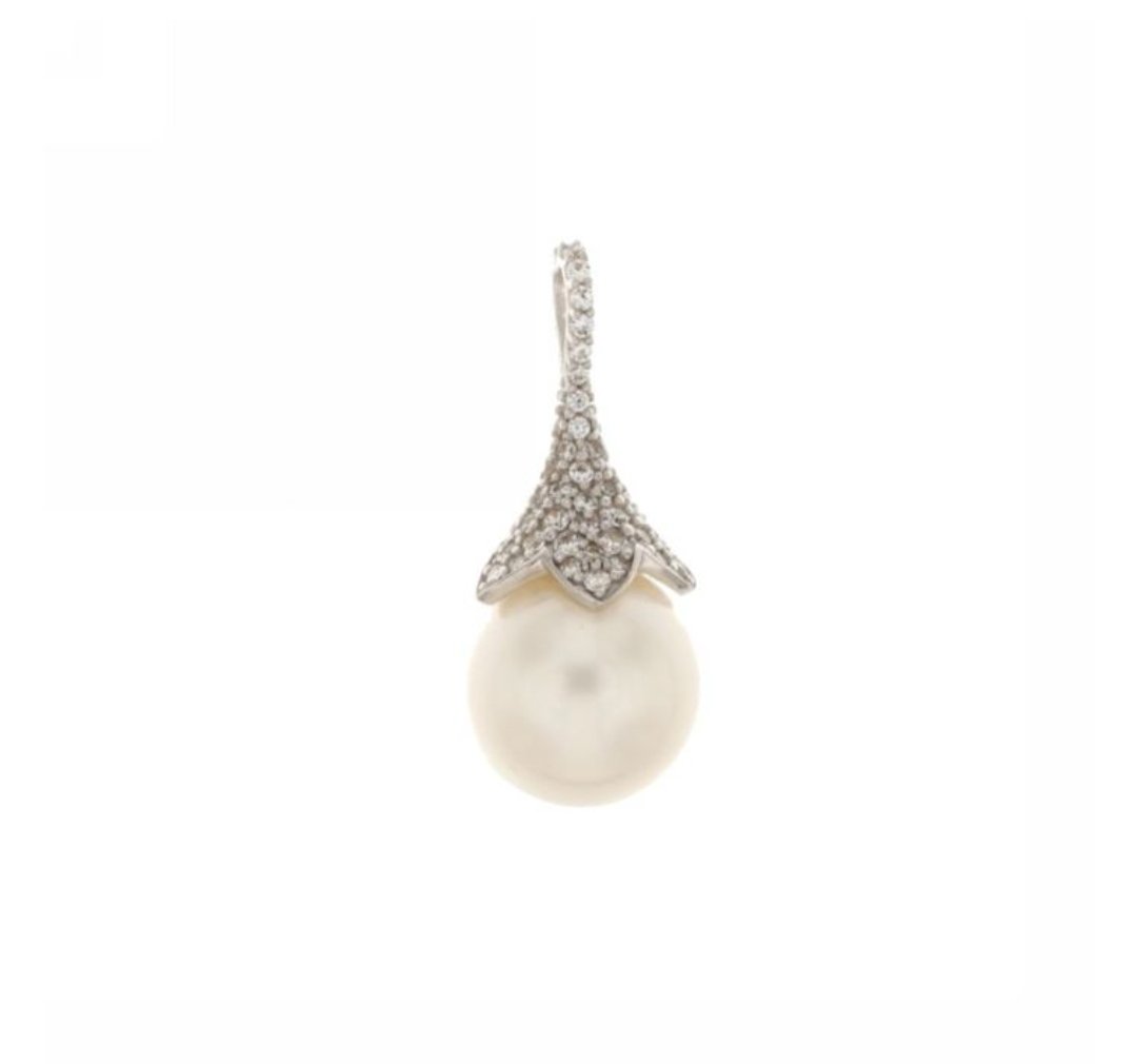 Ciondolo perla e zaffiro oro bianco 18 Kt