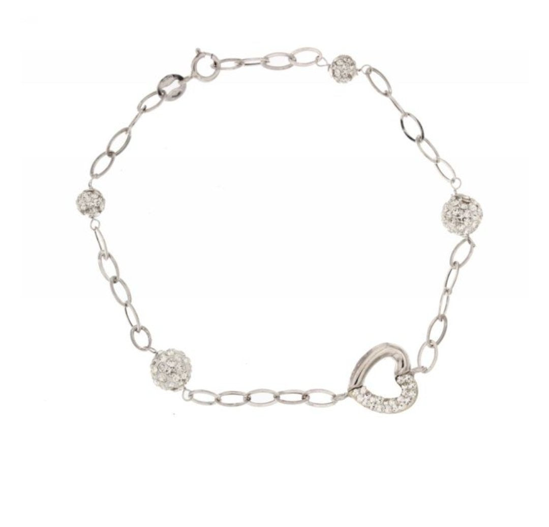 Bracciale con zirconi e resina oro bianco 18 Kt