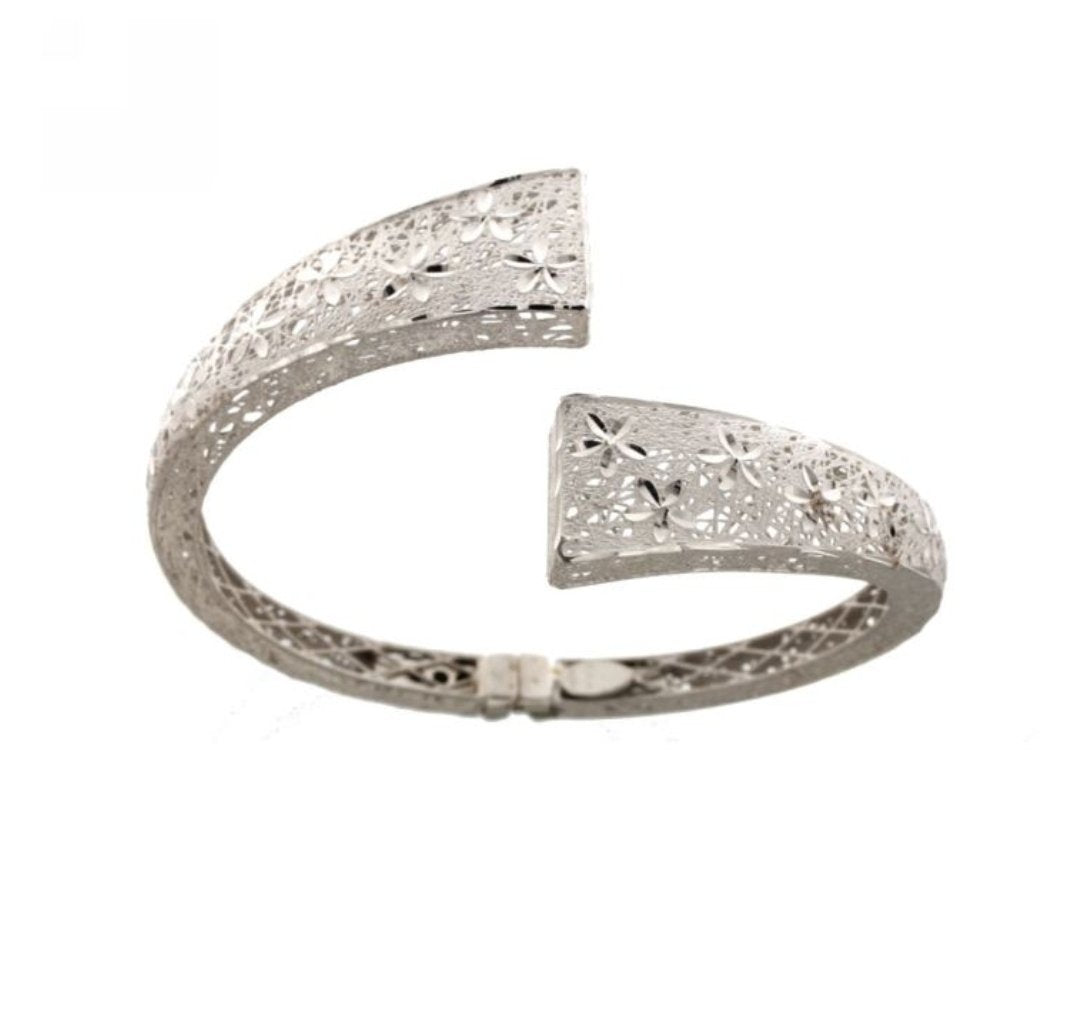 Bracciale rigido a lastra oro bianco 18 Kt