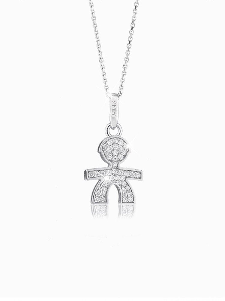 Collana Bimbo Con Diamanti Oro Bianco Con Catenina Le Bebe