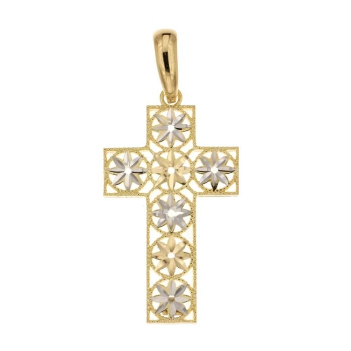 Croce Donna oro bianco e oro giallo 18 kt