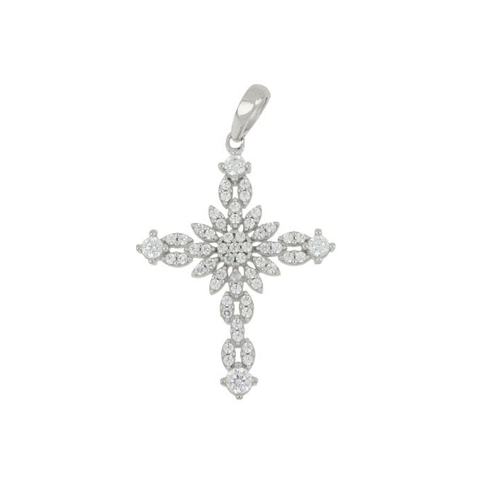 Croce donna oro bianco 18 Kt