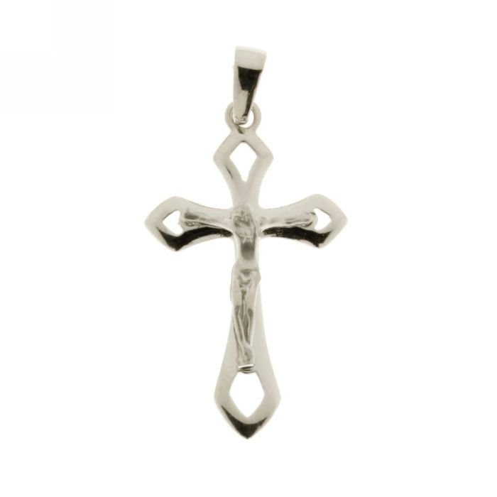 Croce con Cristo oro bianco 18 Kt