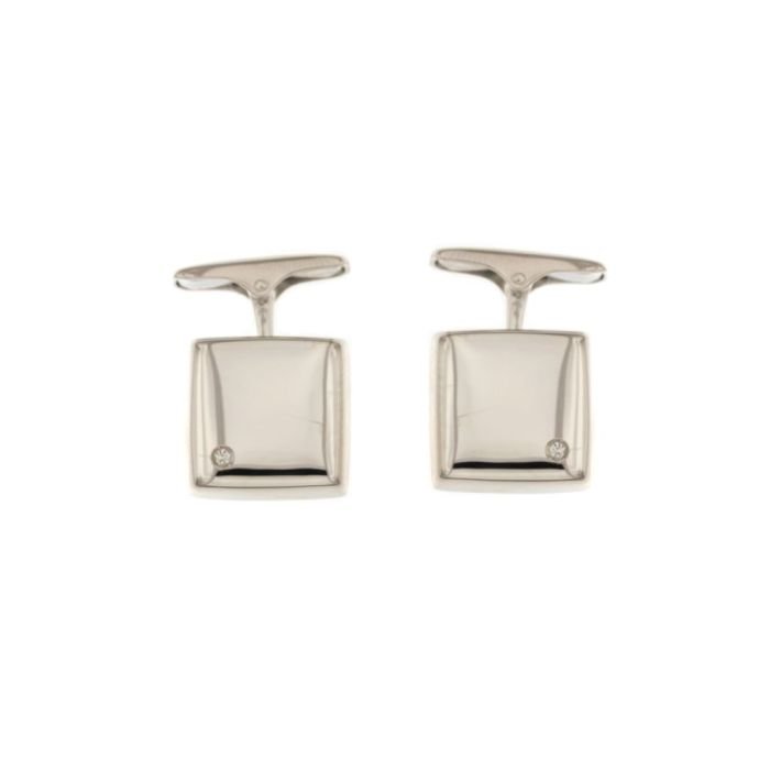 Gemelli/ Polsini uomo oro bianco 18 Kt con diamantino