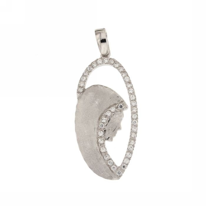 Ciondolo con madonnina oro bianco 18 Kt