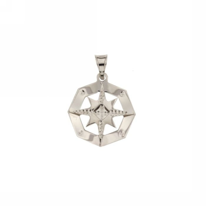 Ciondolo uomo oro bianco 18 Kt con rosa dei venti