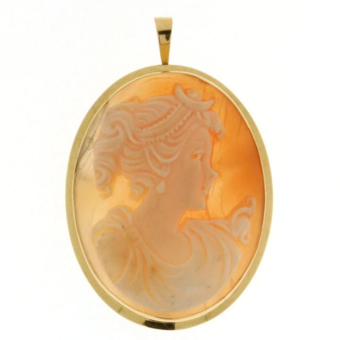 Ciondolo donna con cammeo oro giallo 18 kt