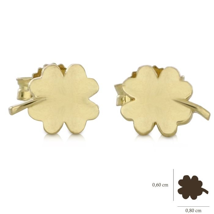 Orecchini donna oro giallo 18 kt con quadrifoglio