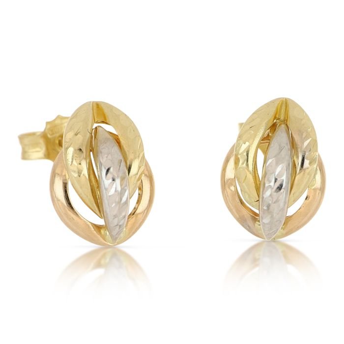 Orecchini donna nodo oro bianco e oro giallo 18 kt