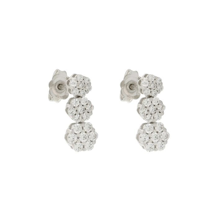 Orecchini donna oro bianco 18 Kt con zaffiri - 3 Fiori