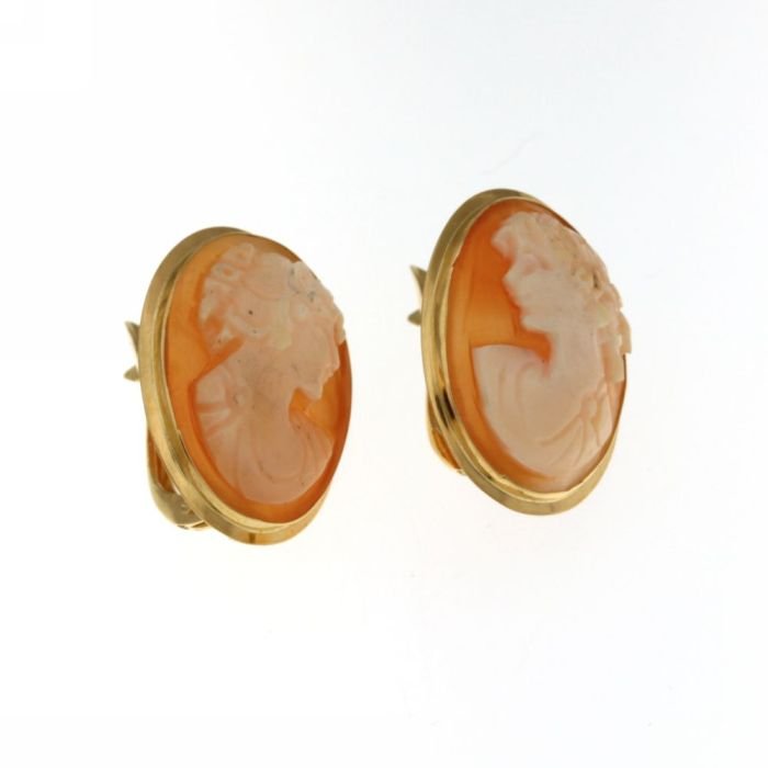 Orecchini Donna oro giallo 18 kt con cammeo