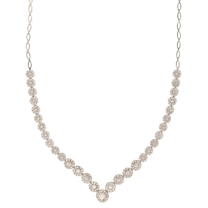 Girocollo tennis a V oro bianco 18kt