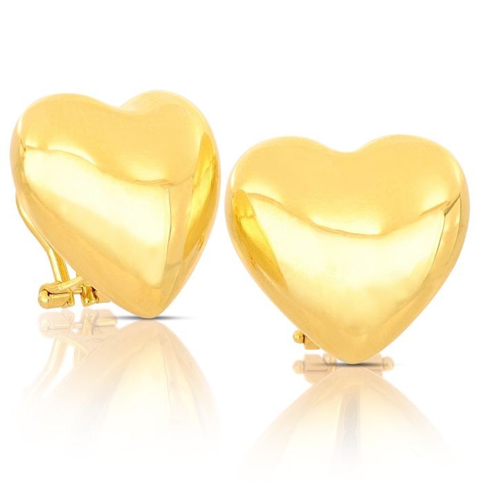 Orecchini oro giallo cuore elettroformato