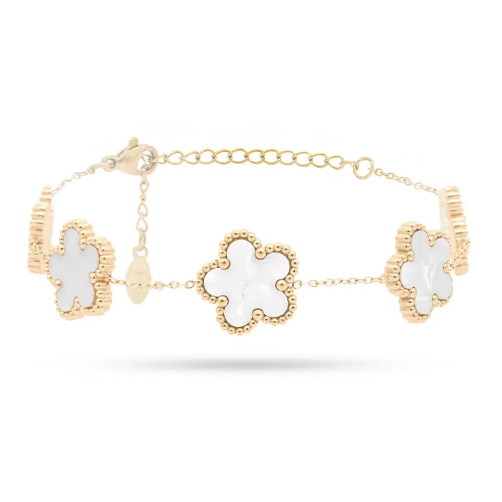 Bracciale Gold con Fiori Bianchi Freddy