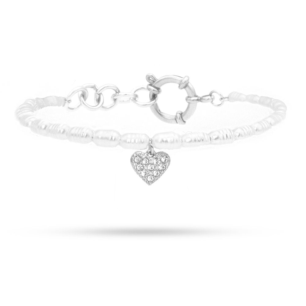 Bracciale Cuore di Brillanti e Perle Freddy