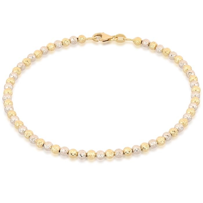 Bracciale con sfere bicolore oro bianco e oro giallo 18kt