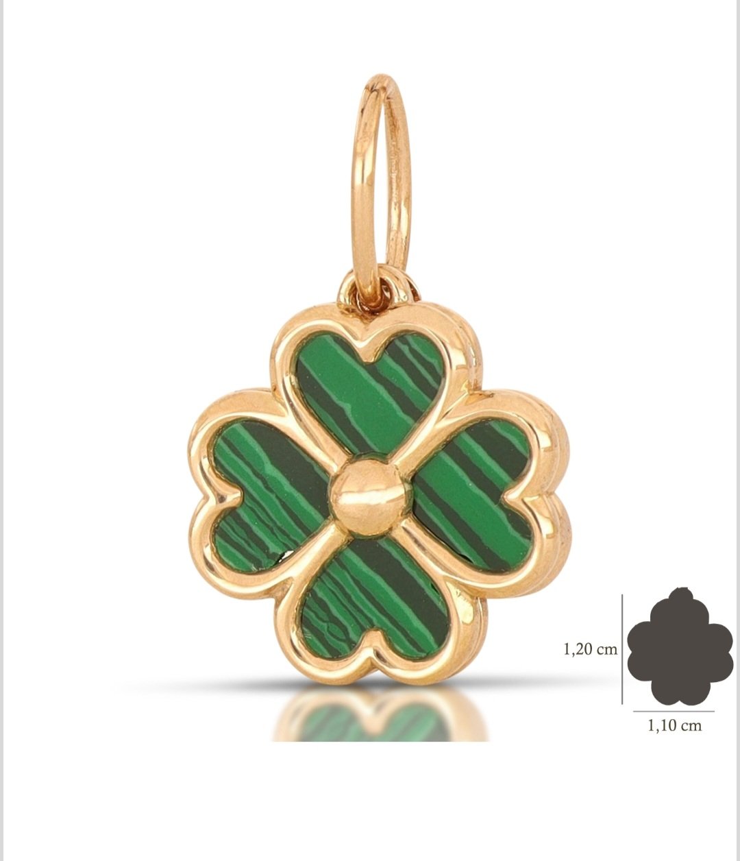 Ciondolo quadrifoglio malachite oro 18kt