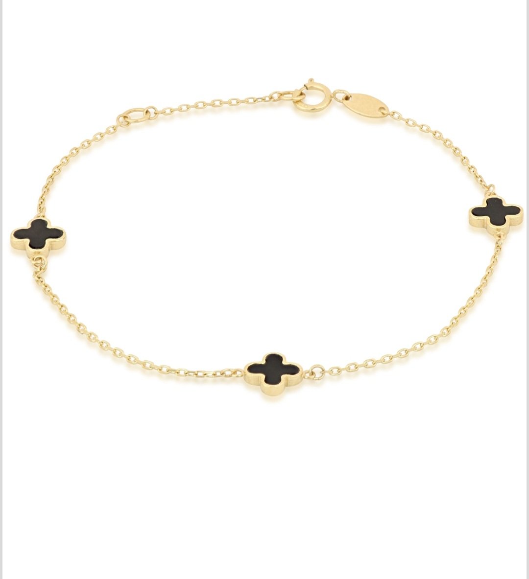 Bracciale quadrifoglio oro giallo 18kt e onice nero