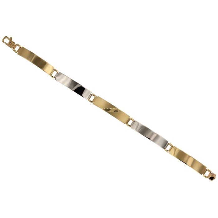 Bracciale a piastre uomo oro giallo e oro bianco 18kt