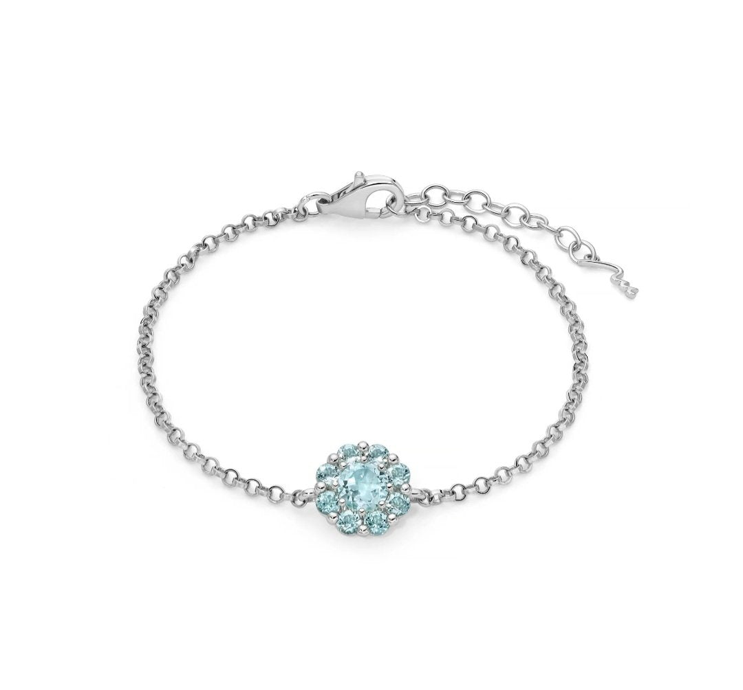 Bracciale Miluna con pietre azzurre con fiore