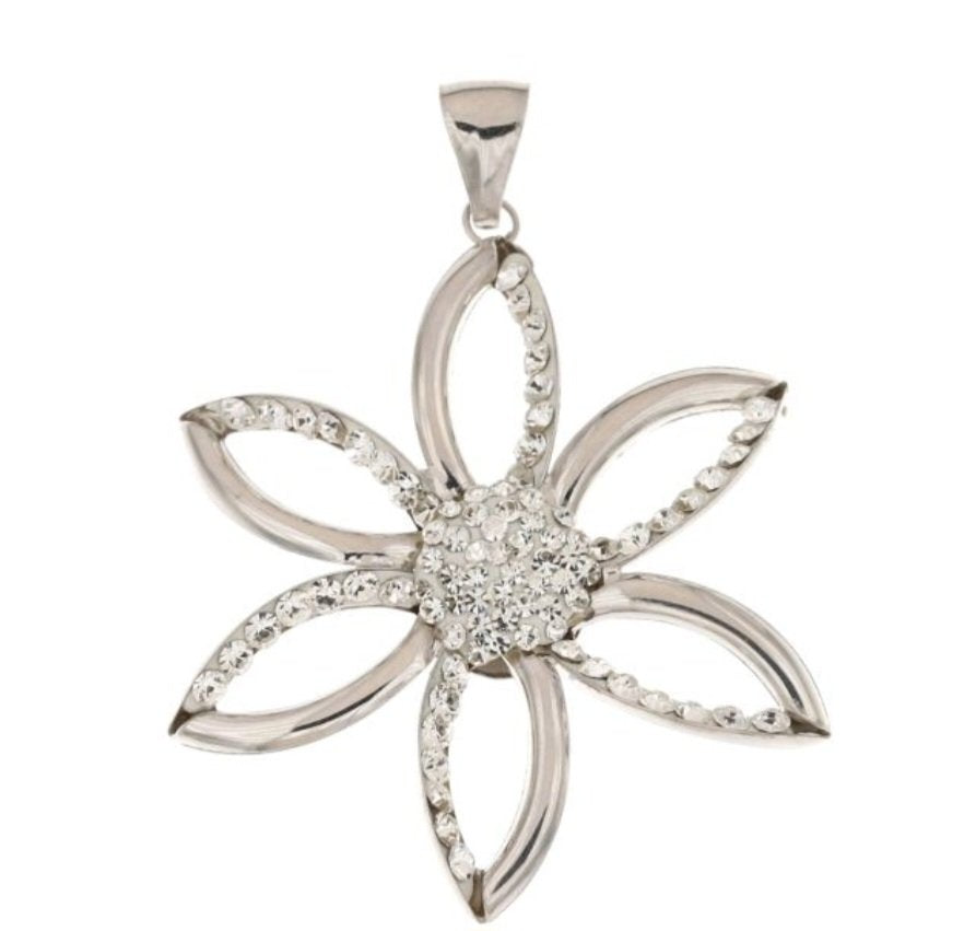 Ciondolo a fiore oro bianco 18kt