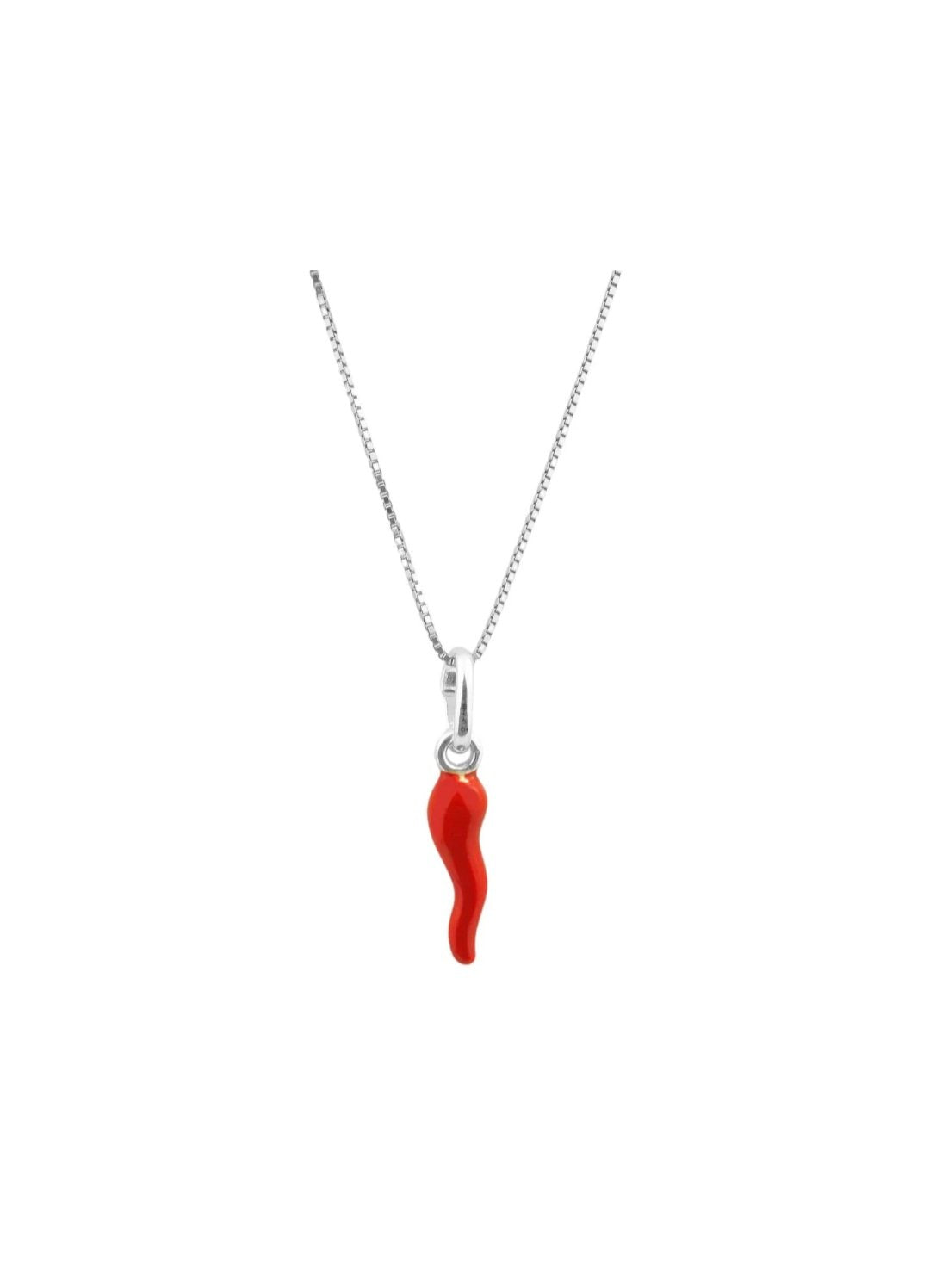Collana con corno rosso argento