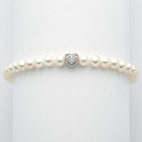 Miluna Bracciale di perle con cuore in oro e diamante PBR3190