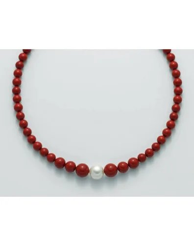 COLLANA CON CORALLO ROSSO E PERLA MILUNA PCL5321