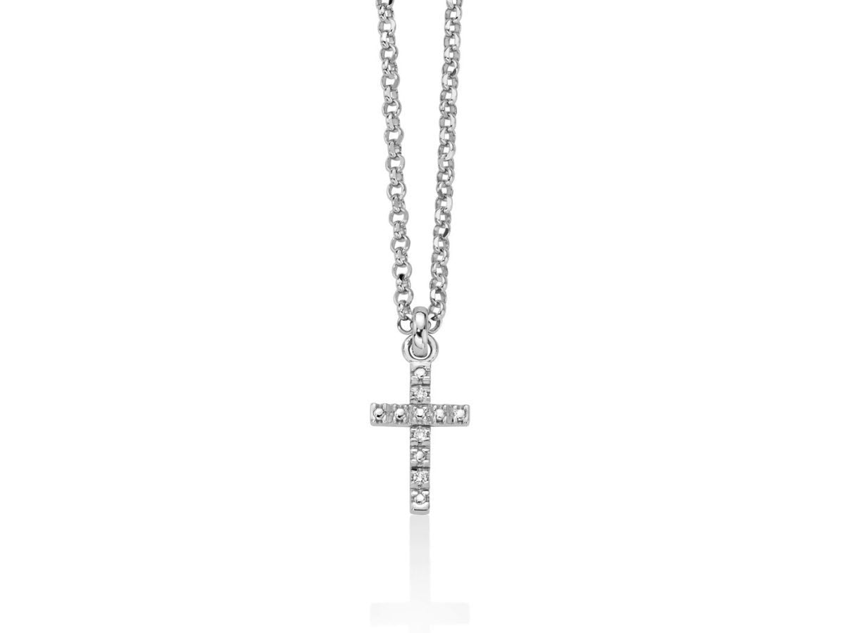 Collana Miluna Croce in Argento e Diamanti Miluna