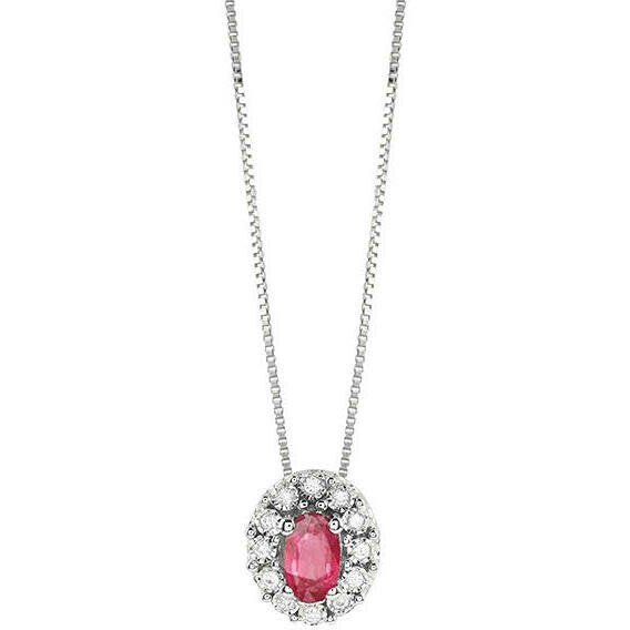 Collana in oro bianco diamanti e rubino Bliss
