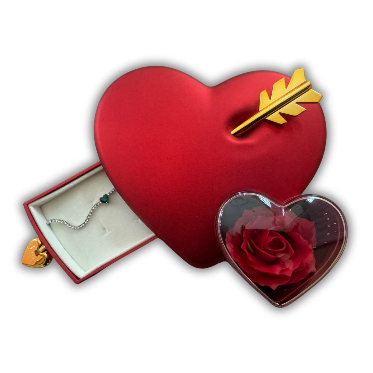 Bracciale tennis con scatola cuore