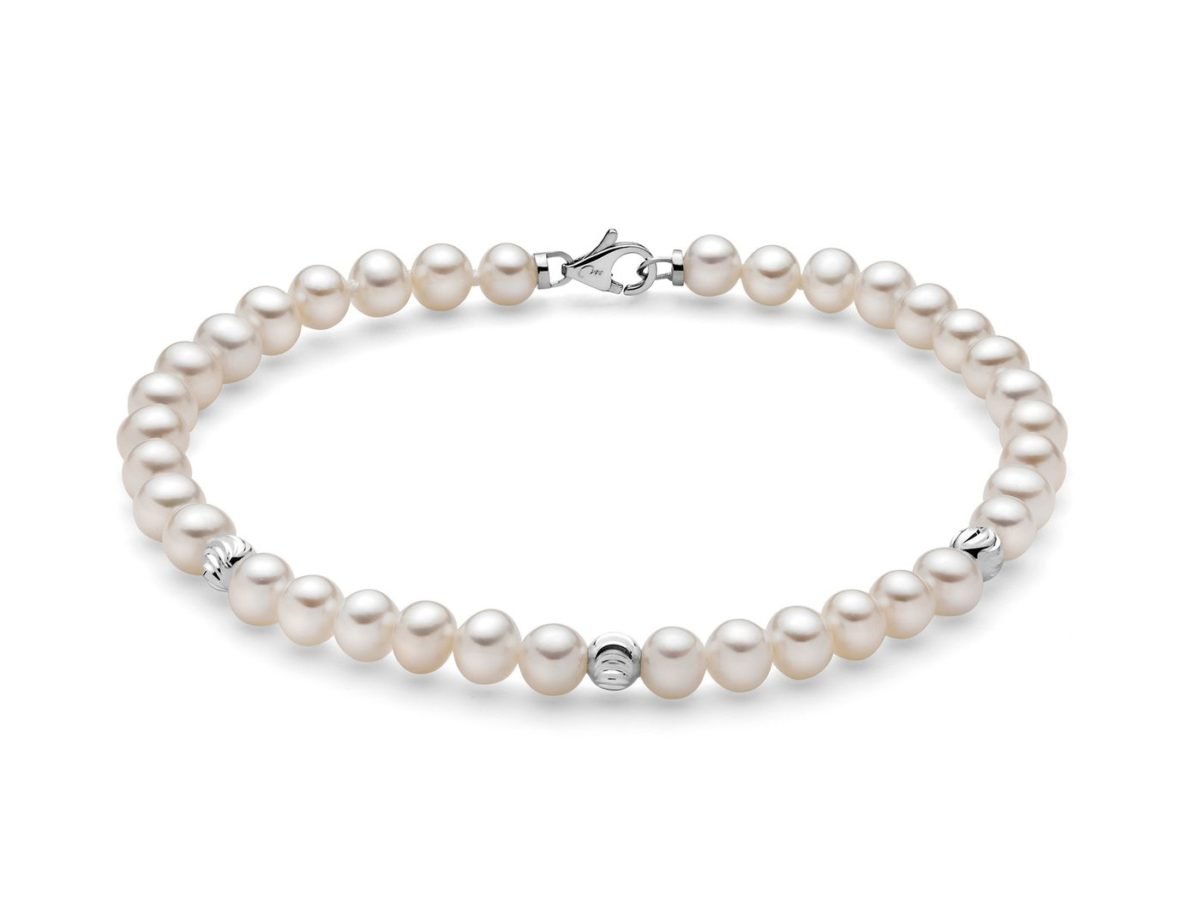 Bracciale Miluna con Perle e Boule in Oro Bianco