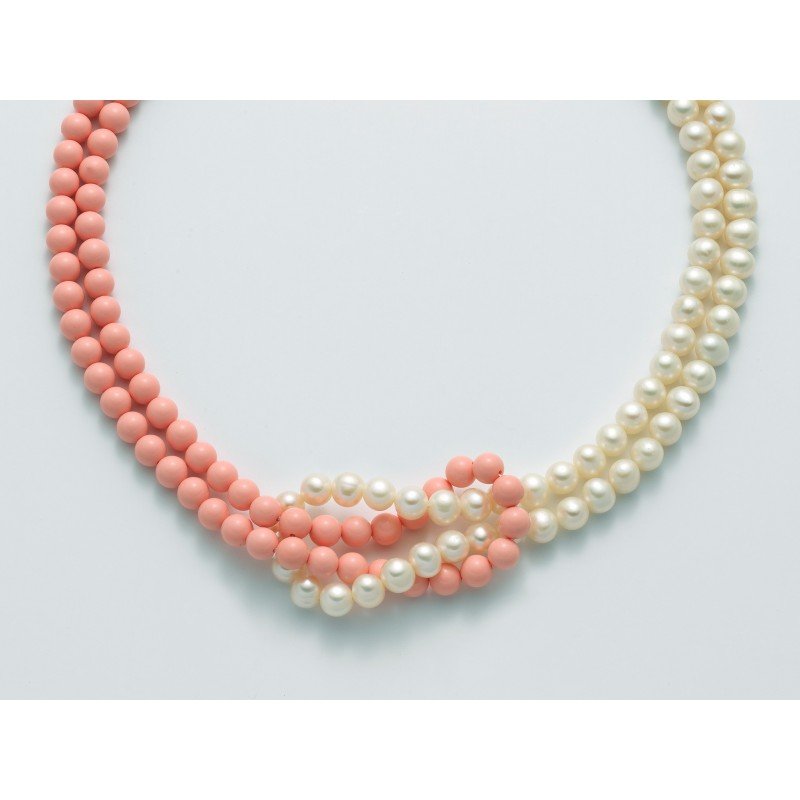 MILUNA Collana donna corallo rosa e perla TERRA e MARE -