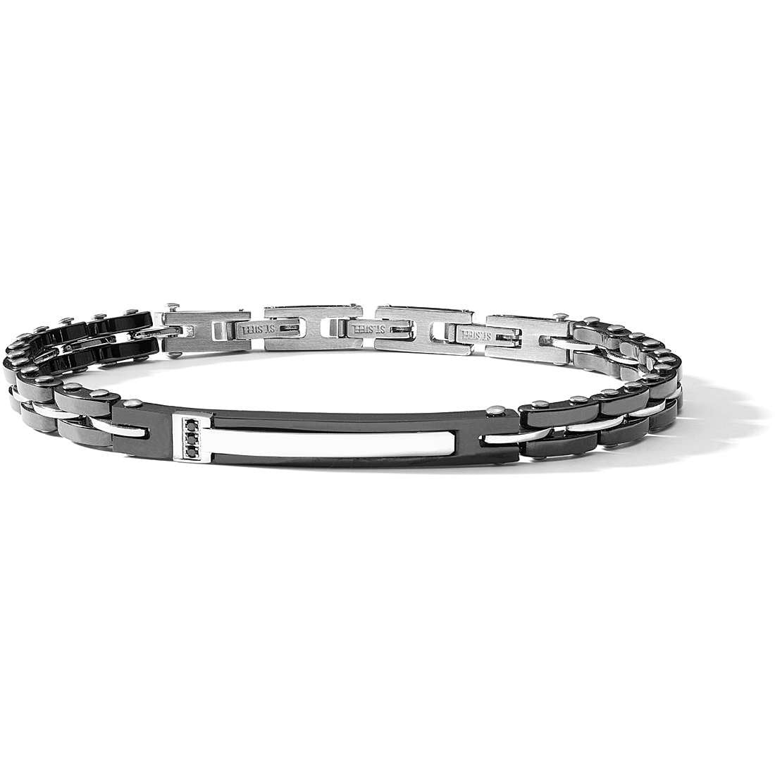bracciale uomo gioielli Comete in Zirconi Neri e Ceramica Nera